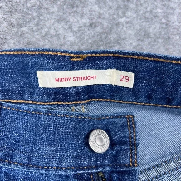 Levi's Jeans Womens 29x30 Blue Middy Straight Leg Cotton Casual Denim Pants‎ NEW - Picture 5 of 16